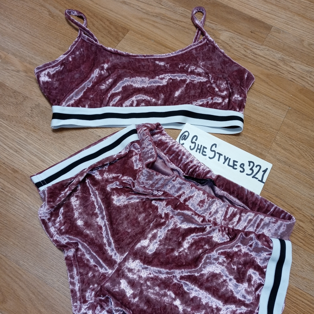 NEW Rose Gold Shorts Crop Top Set